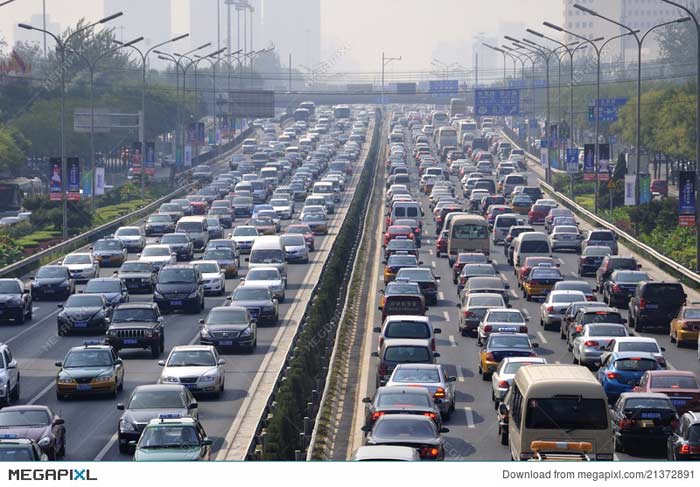 Beijing highway, traffic jam